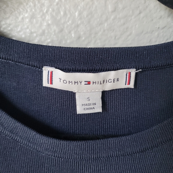 Tommy Hilfiger Knit Fit and Flare Pleated Sweater Dress Size Small Color Navy - Picture 10 of 10